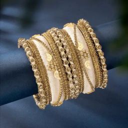 Peora Traditional Maroon Gold-Plated Synthetic Stone Bangles - Set of 10-image-1