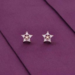 Kai Jewel Sterling Silver Stars Zircon Studded Rose Gold Earrings-image-98