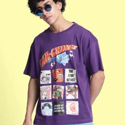 Bene Kleed Men Purple Graphic Print Oversize T-Shirt-image-62