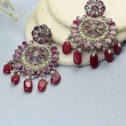 Biba Pink Brass Drop & Danglers Earrings for Women-image-24