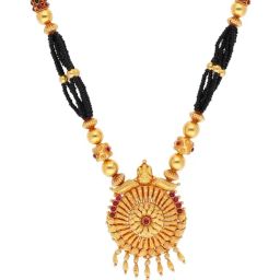 C. Krishniah Chetty Group Splendid Sunrise Red Stone Studded Gold with Black Tassels Mangalsutra-image-62