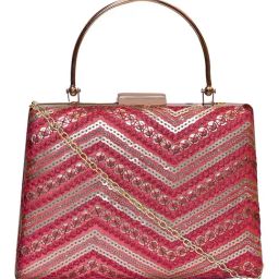 Horra Dark Pink Embellished Clutch-image-16
