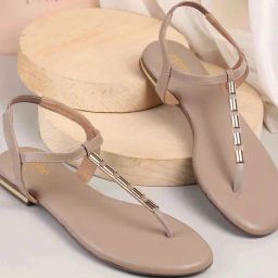 Metro Women's Beige T-Strap Sandals-image-16