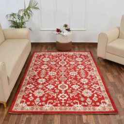 Presto Red & Beige Polyester Traditional Carpet-27