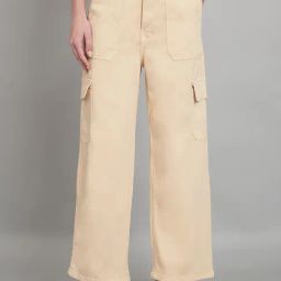 Angelfab Beige Cotton Relaxed Fit High Rise Cargo Jeans-picture-5