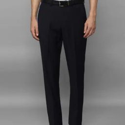 Louis Philippe Permapress Navy Slim Fit Checks Trousers-image-45