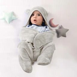 MiArcus Grey Polyester 150 TC Solid Baby Blanket-4
