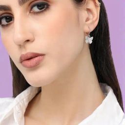 Sohi Silver Plated Designer Casual Hoop Earrings-image-48