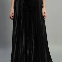 ZRI Women Satin Pleated Maxi Skirts-image-59