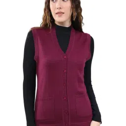 Monte Carlo Maroon Blend Wool Solid Cardigan-picture-42