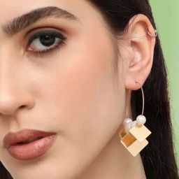 Sohi Gold Plated Pearls Party Hoop Earrings-image-38