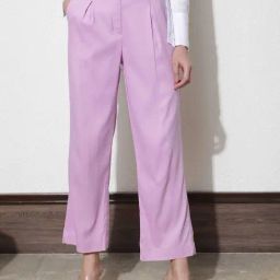 RAREISM Purple Viscose Solid Trousers-image-95