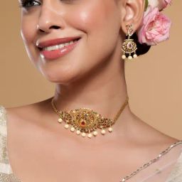 Rubans Gold-Tone Plated Pink & Green Set for Women-picture-21