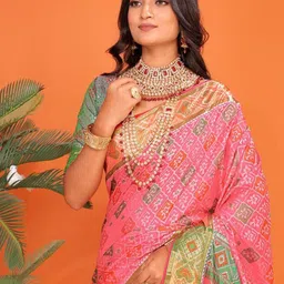 jayant creation Pink Silk Blend Patola Sarees-picture-40