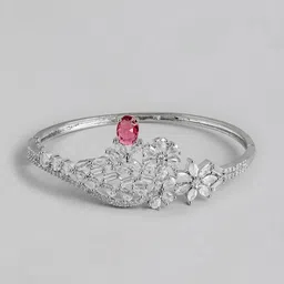 MANSIYAORANGE Women Cubic Zirconia Rhodium-Plated Bangle-Style Bracelet-31