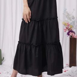 NEUDIS Black Cotton Maxi Skirt-picture-12