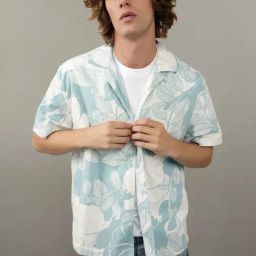 American Eagle Blue Regular Fit Floral Print Shirt-image-49