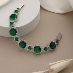 Saraf Rs Jewellery Green CZ Studded Wraparound Tennis Bracelet-19
