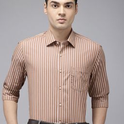 Arrow Manhattan Slim Fit Vertical Stripes Pure Cotton Formal Shirt-image-63
