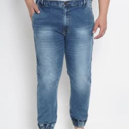 John Pride Light Blue Regular Fit Plus Size Joggers Jeans-image-99