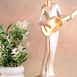 Zart Gold-Toned Lady Guitar Figurine Showpiece-image-11