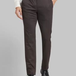Park Avenue Brown Regular Fit Printed Trousers-image-35