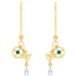 P.C. Chandra Jewellers 14k Gold Latest Hanging Green Stone Dangler Earrings-image-33