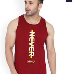 SLOWLORIS Pack Of 2 Printed Round Neck Sleeveless Bio-Wash Cotton Gym Vests-picture-18