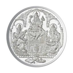 Sri Jagdamba Pearls Saraswathi Ganesh & Lakshmi 999 Silver 50gm Silver Coin-image-69