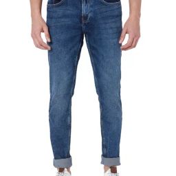 Mufti Blue Lightly Washed Skinny Fit Jeans-picture-48