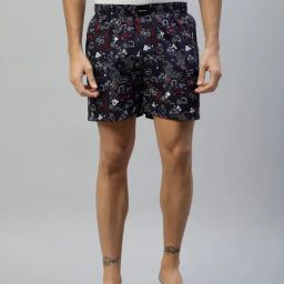Don Vino Navy Printed Cotton Boxer Shorts-image-82