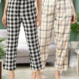 Kryptic Off White & White Cotton Relaxed Fit Printed Lounge Pants - Pack of 2-image-99