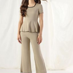 Selvia Round Neck Top With Trousers Co-Ords-image-71