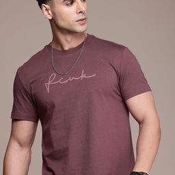 FCUK Men Brand Logo Printed Pure Cotton Bio Finish T-shirt-image-75