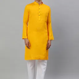 Manthan Men Yellow Solid Straight Kurta-picture-38