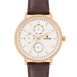 L LOGUES Men Brass Dial & Leather Textured Straps Analogue Watch G 1967 WL-02-29