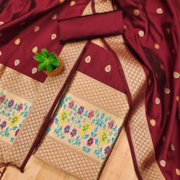 Panzora Ethnic Motifs Woven Design Unstitched Dress Material-image-96