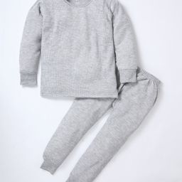 TOONYPORT Full Sleeves Solid Color Thermal Wear Suit - Light Grey-image-16