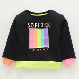 Vitamins Full Sleeves Brushed Fleece Sweatshirts Text Printed - Black-image-57