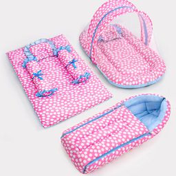 ZOE Bedding Set, Sleeping Bag & Mosquito Net Gadda Combo Set of 3 Polka Print - Pink-image-28
