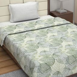 Divine Casa Glace Cotton 120 GSM Reversible Lightweight Printed Single Bed AC Dohar Blanket Quilt - Dark Green and Light Green-image-97