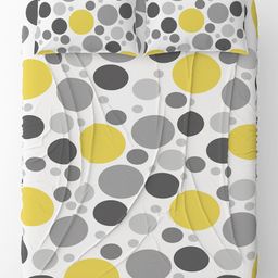 Divine Casa Polka Dot King Size Bedsheet with 2 Pillow Covers 120 TC - Yellow and Grey-image-10