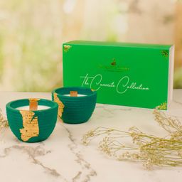 Parkash Candles Set of 2 Premium Fragrance Ceramic Glass Jar Scented Candle - Green-5