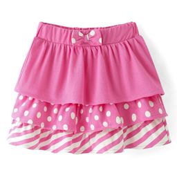 Babyhug Single Jersey Knit Layered Skirt with Bow Applique Polka Dots Print - Pink-image-36