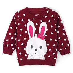Doodle Poodle 100% Cotton  Light Weight Looper Knit Full Sleeves Bunny Printed Sweatshirt - Wine-picture-27
