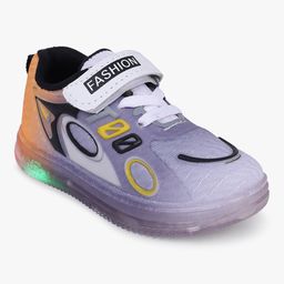 Superminis Abstract Designed Striped LED Sneakers With Velcro Closure - Yellow-image-86
