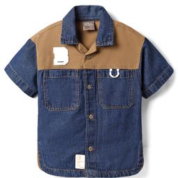 Little Kangaroos Denim Woven Half Sleeves Cut & Sew Shirt - Navy Blue-image-27