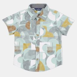 INFINITY CottonHalf Sleeves Abstract Printed Shirt - Light Green-image-23