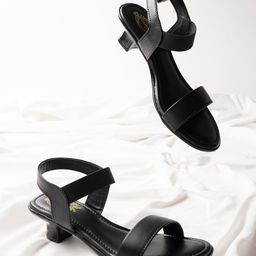 Shoetopia Solid Heeled Sandals - Black-image-17