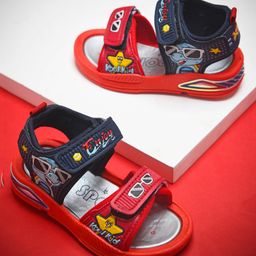 KATS Glasses & Enjoy Text Designed Musical Velcro Closure Sandals - Red-picture-47